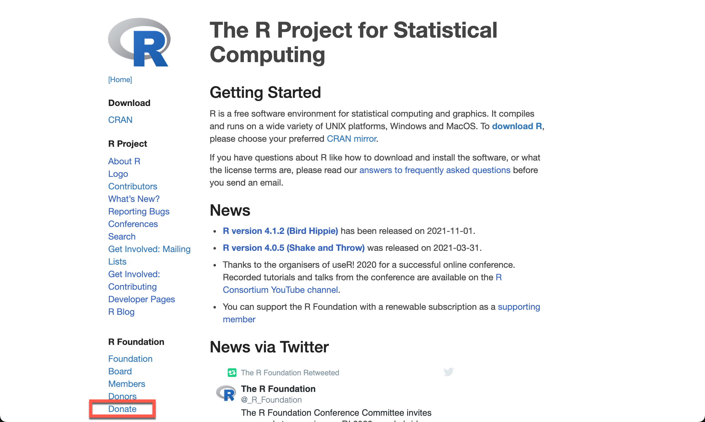 r-project 홈페이지