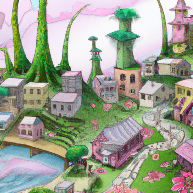 city/garden of spirits painted by Hayao Miyazaki